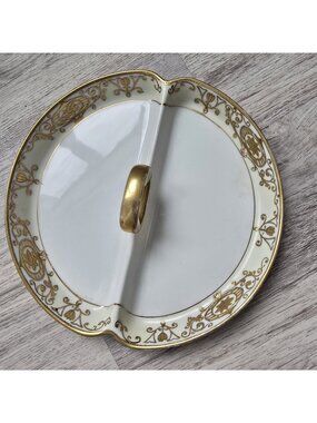 Noritake 1603 Christmas Ball Divided Handled BonBon Appetizer Dish Platter 9"